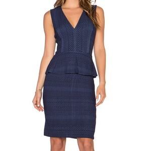 BCBGMaxAzria Juliene Dress in Dark Ink Peplum Polished Modern Feminine - Size S